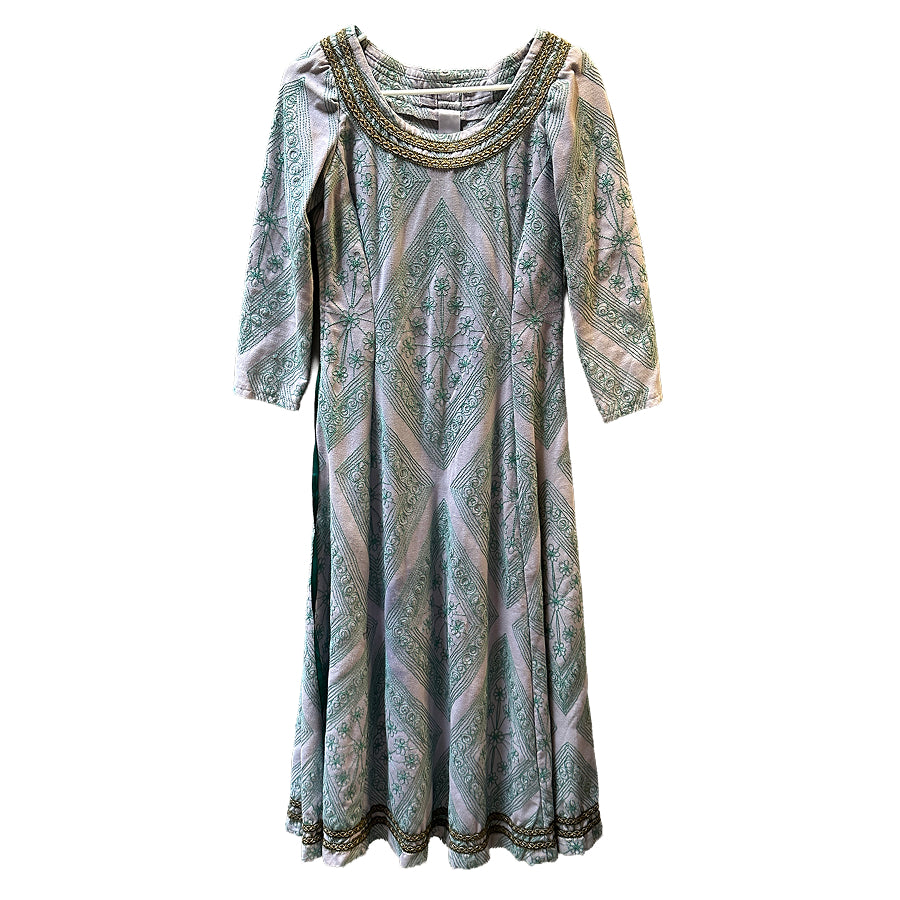 Peasant Dress Ornate Blue
